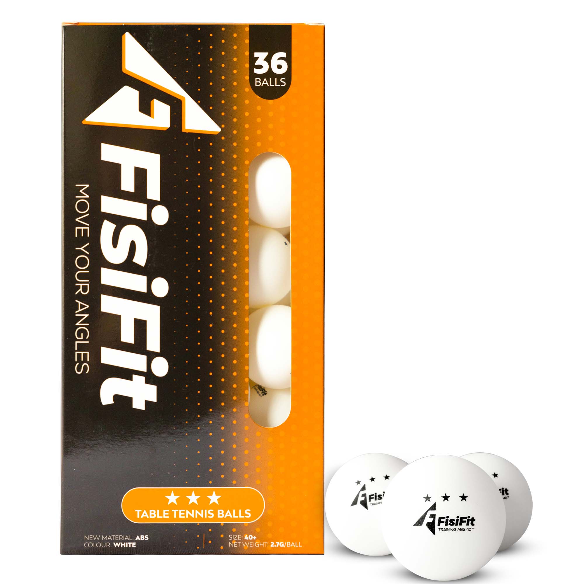 "Fisifit Pelotas de tenis de mesa en color blanco y naranja, disponibles para compras en línea."